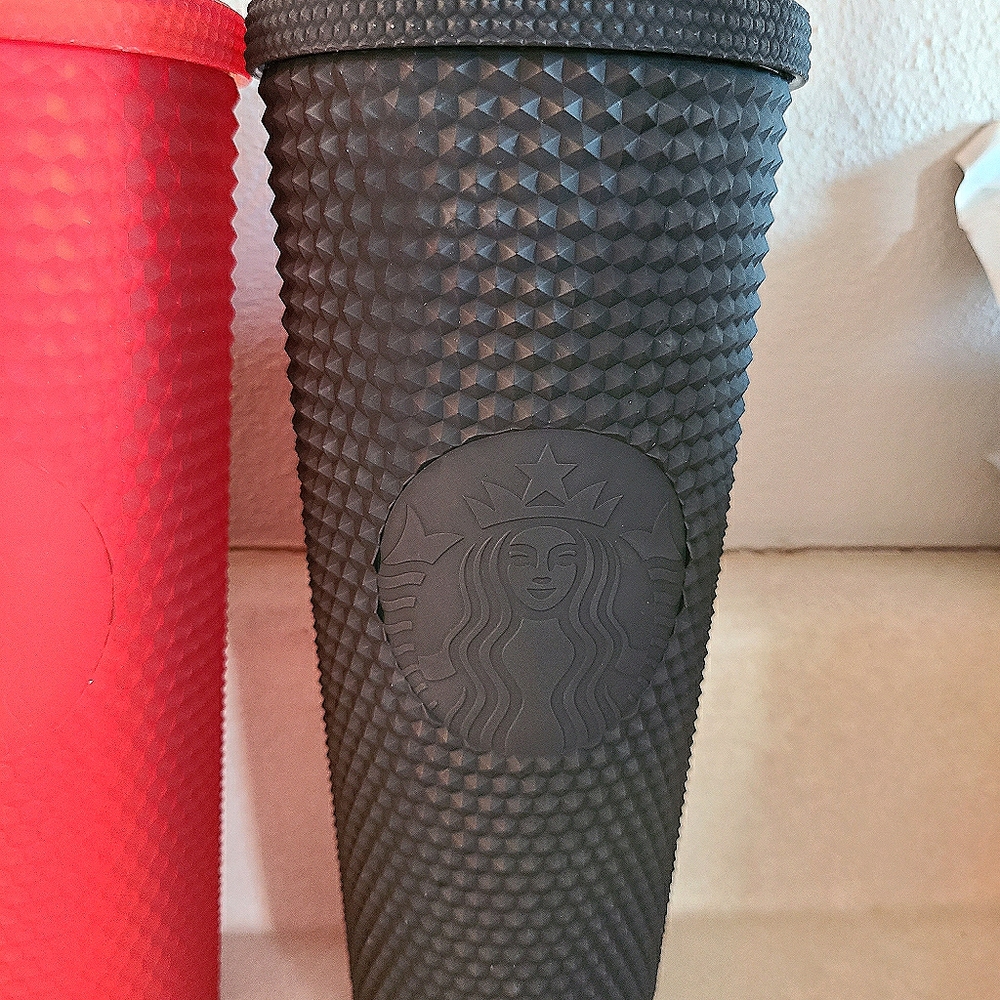 Matte black studded starbucks tumbler
